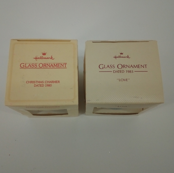 (2) NIB Vintage Hallmark Glass Ornament 1980 1983 Christmas Charmer Keepsake - Picture 2 of 14